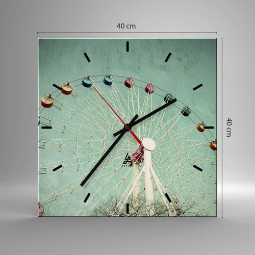 Wall clock - Clock on glass - Come Have Fun - 40x40 cm