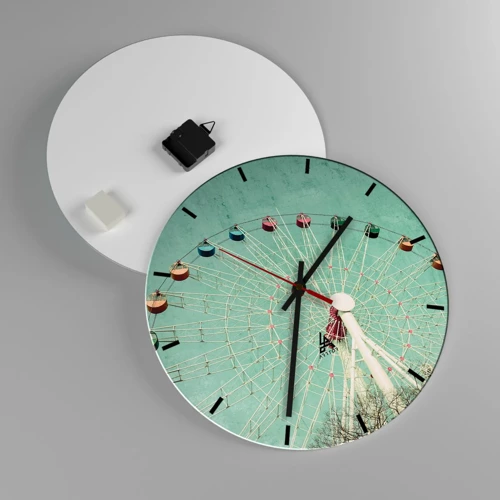 Wall clock - Clock on glass - Come Have Fun - 40x40 cm