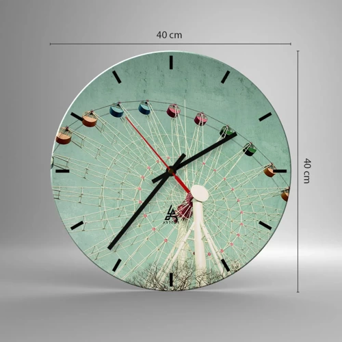 Wall clock - Clock on glass - Come Have Fun - 40x40 cm