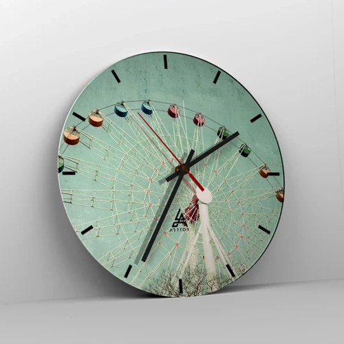 Wall clock - Clock on glass - Come Have Fun - 40x40 cm