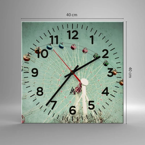 Wall clock - Clock on glass - Come Have Fun - 40x40 cm
