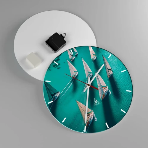 Wall clock - Clock on glass - Competing with the Wind - 30x30 cm