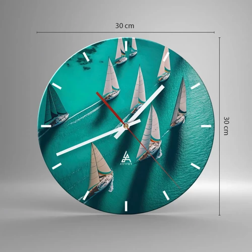 Wall clock - Clock on glass - Competing with the Wind - 30x30 cm