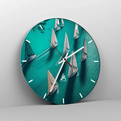 Wall clock - Clock on glass - Competing with the Wind - 30x30 cm