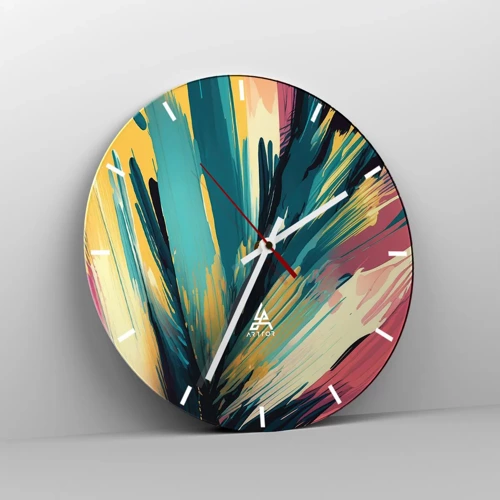 Wall clock - Clock on glass - Composition -Explosion of Joy - 40x40 cm