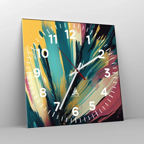 Wall clock - Clock on glass - Composition -Explosion of Joy - 40x40 cm