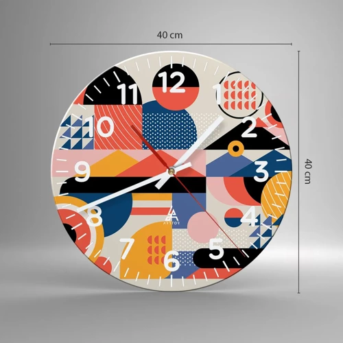 Wall clock - Clock on glass - Composition: Have Fun - 40x40 cm