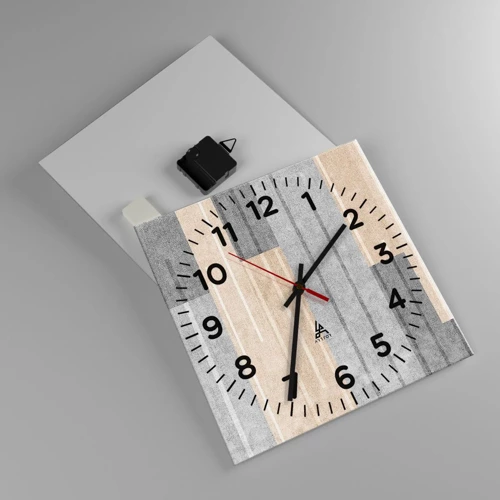 Wall clock - Clock on glass - Composition: Keep Upright - 30x30 cm