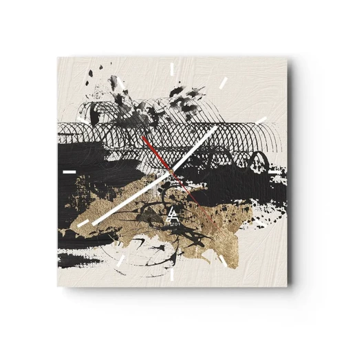 Wall clock - Clock on glass - Composition With Passion - 30x30 cm