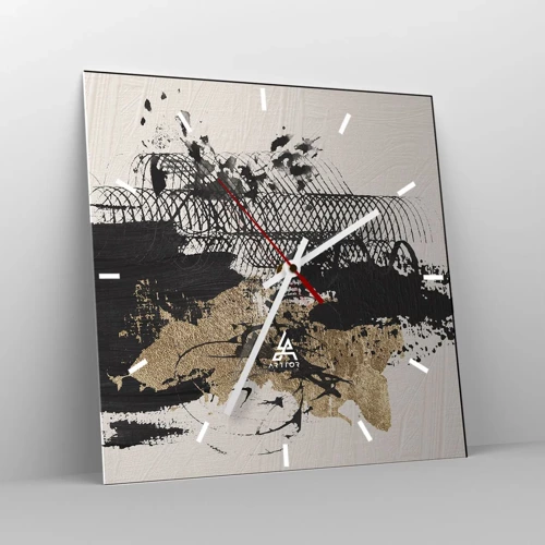 Wall clock - Clock on glass - Composition With Passion - 30x30 cm