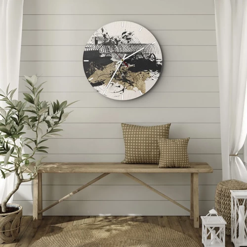 Wall clock - Clock on glass - Composition With Passion - 30x30 cm