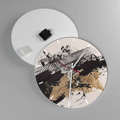 Wall clock - Clock on glass - Composition With Passion - 40x40 cm