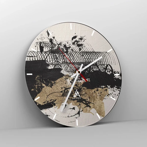 Wall clock - Clock on glass - Composition With Passion - 40x40 cm