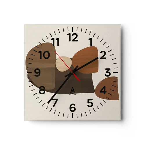 Wall clock - Clock on glass - Composition in Brown - 30x30 cm