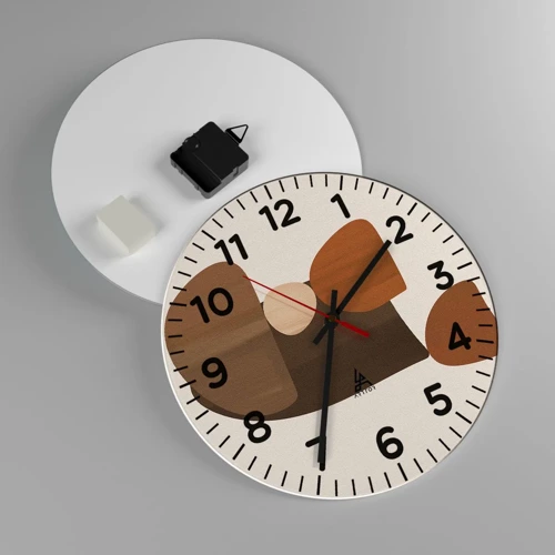 Wall clock - Clock on glass - Composition in Brown - 30x30 cm