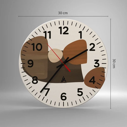 Wall clock - Clock on glass - Composition in Brown - 30x30 cm