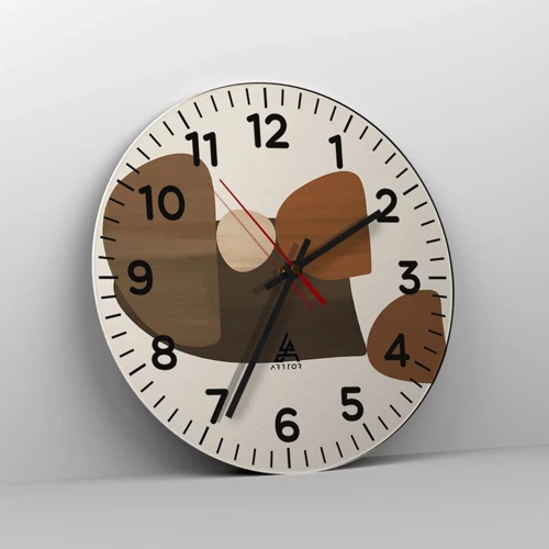 Wall clock - Clock on glass - Composition in Brown - 30x30 cm