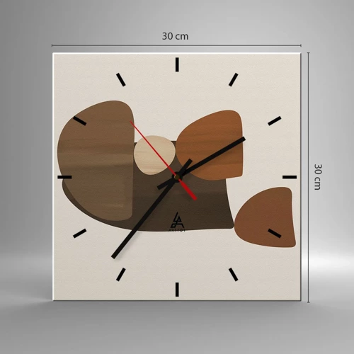 Wall clock - Clock on glass - Composition in Brown - 30x30 cm