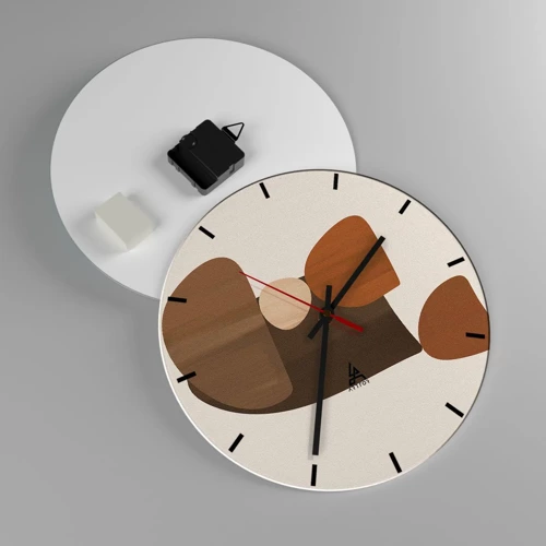 Wall clock - Clock on glass - Composition in Brown - 30x30 cm