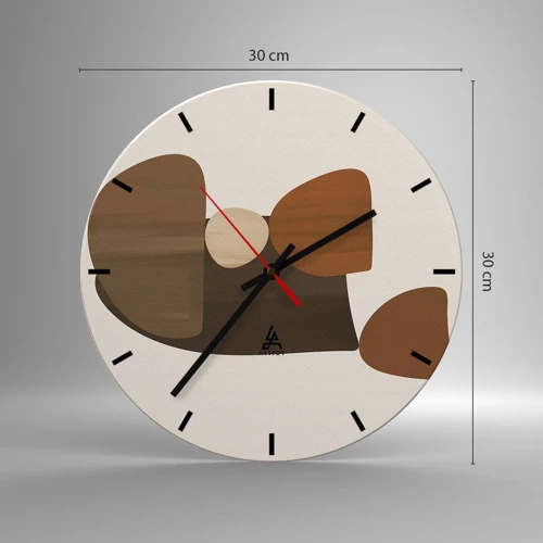 Wall clock - Clock on glass - Composition in Brown - 30x30 cm