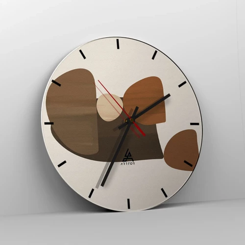 Wall clock - Clock on glass - Composition in Brown - 30x30 cm