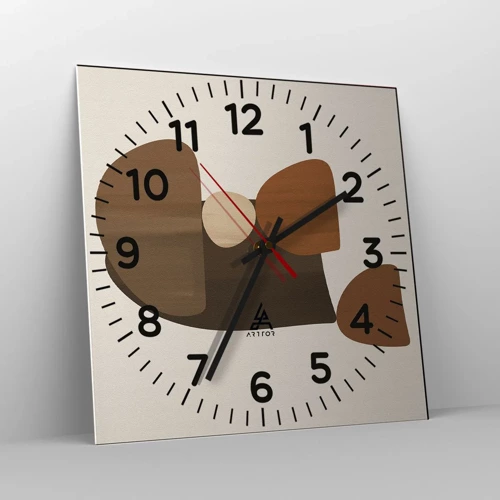 Wall clock - Clock on glass - Composition in Brown - 40x40 cm