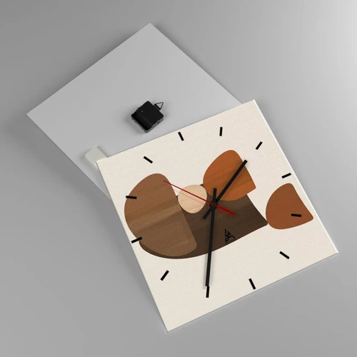 Wall clock - Clock on glass - Composition in Brown - 40x40 cm