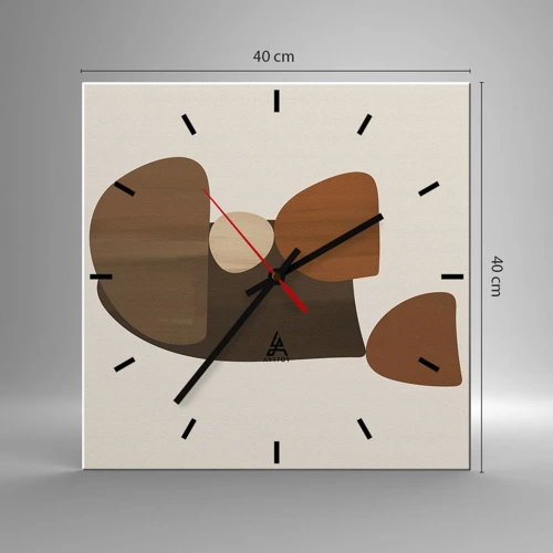 Wall clock - Clock on glass - Composition in Brown - 40x40 cm