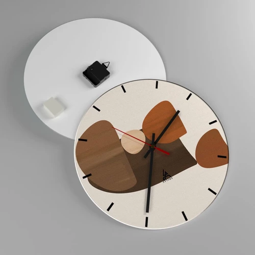 Wall clock - Clock on glass - Composition in Brown - 40x40 cm