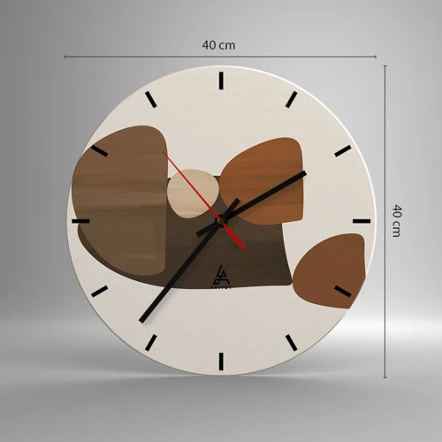 Wall clock - Clock on glass - Composition in Brown - 40x40 cm