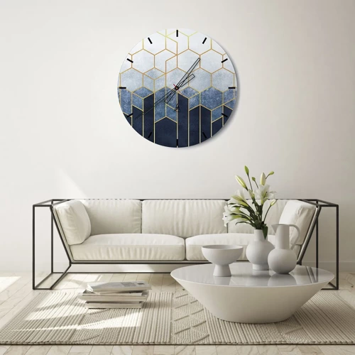 Wall clock - Clock on glass - Composition in Syncopated Rhythm - 30x30 cm