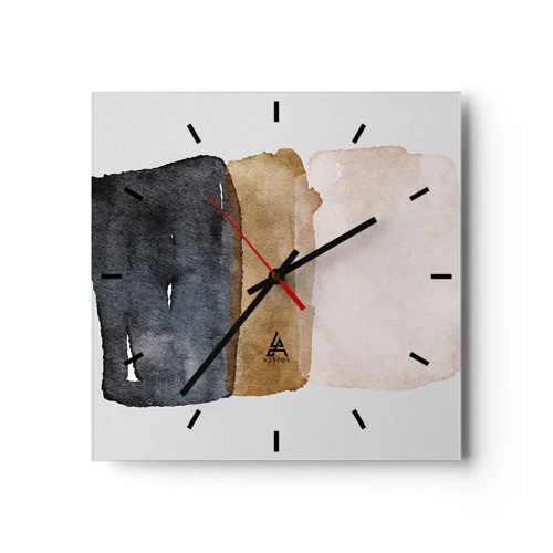 Wall clock - Clock on glass - Composition of the Colours of the Soil - 30x30 cm