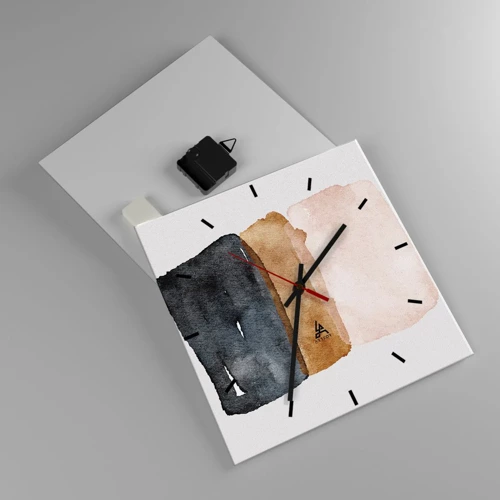 Wall clock - Clock on glass - Composition of the Colours of the Soil - 30x30 cm