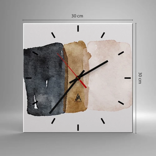 Wall clock - Clock on glass - Composition of the Colours of the Soil - 30x30 cm