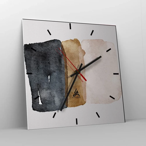 Wall clock - Clock on glass - Composition of the Colours of the Soil - 30x30 cm