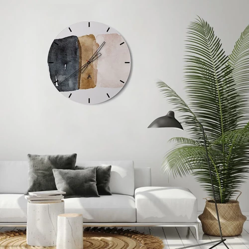 Wall clock - Clock on glass - Composition of the Colours of the Soil - 30x30 cm