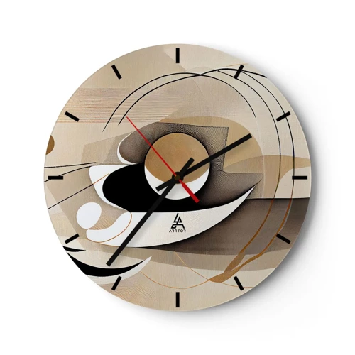 Wall clock - Clock on glass - Composition -the Heart of Things - 30x30 cm