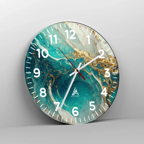 Wall clock - Clock on glass - Composition with Veins of Gold - 30x30 cm