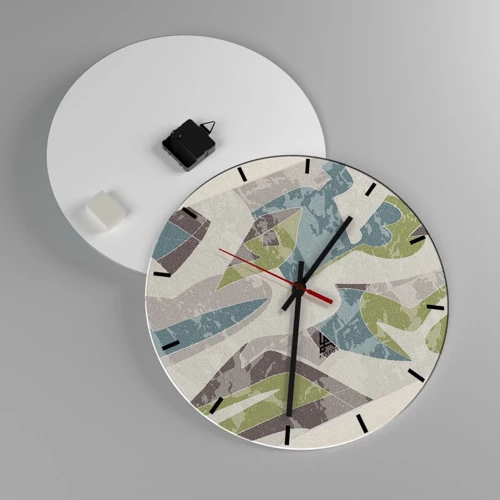 Wall clock - Clock on glass - Composition with Window Pane - 40x40 cm