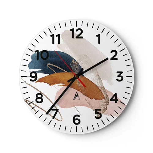 Wall clock - Clock on glass - Composition with Wings - 30x30 cm