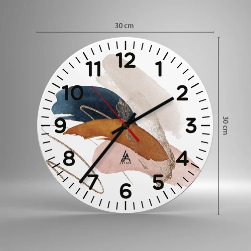 Wall clock - Clock on glass - Composition with Wings - 30x30 cm