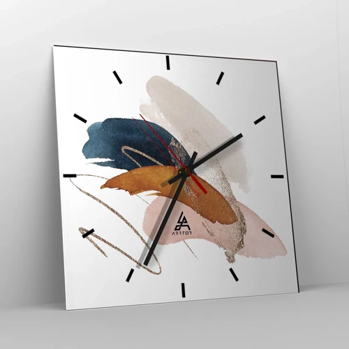 Wall clock - Clock on glass - Composition with Wings - 30x30 cm