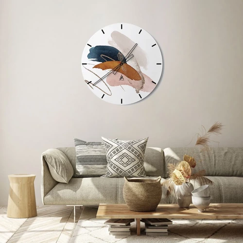 Wall clock - Clock on glass - Composition with Wings - 30x30 cm