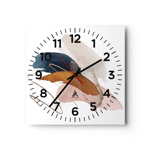 Wall clock - Clock on glass - Composition with Wings - 40x40 cm