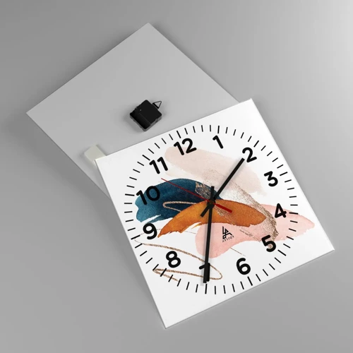 Wall clock - Clock on glass - Composition with Wings - 40x40 cm