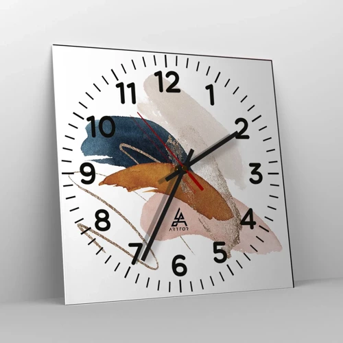 Wall clock - Clock on glass - Composition with Wings - 40x40 cm