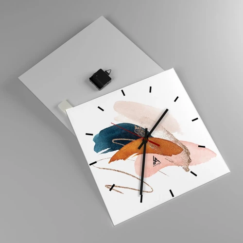 Wall clock - Clock on glass - Composition with Wings - 40x40 cm