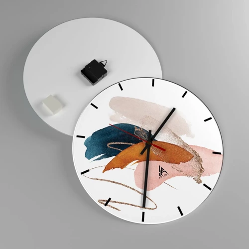 Wall clock - Clock on glass - Composition with Wings - 40x40 cm