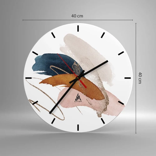 Wall clock - Clock on glass - Composition with Wings - 40x40 cm