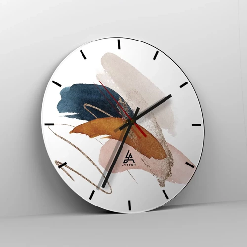 Wall clock - Clock on glass - Composition with Wings - 40x40 cm